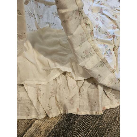 Sincerely jules cottage linen lined floral twirly skirt womens XL a line cream - Picture 3 of 7